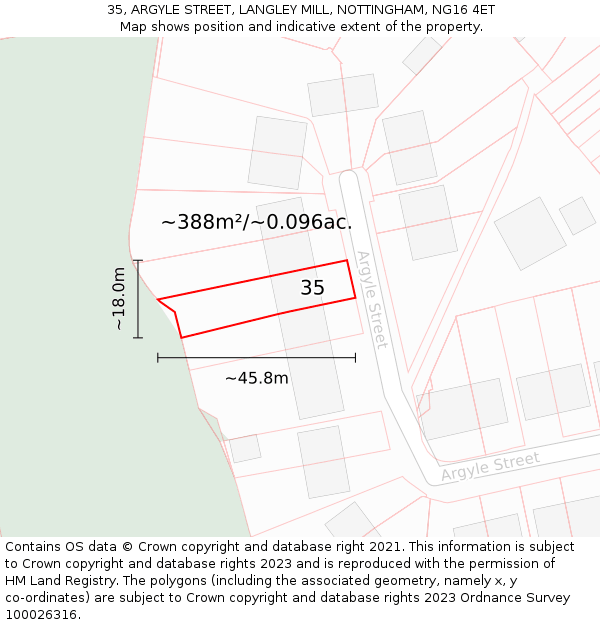 35, ARGYLE STREET, LANGLEY MILL, NOTTINGHAM, NG16 4ET: Plot and title map