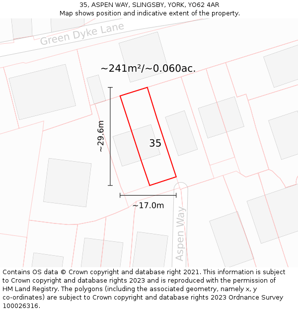 35, ASPEN WAY, SLINGSBY, YORK, YO62 4AR: Plot and title map