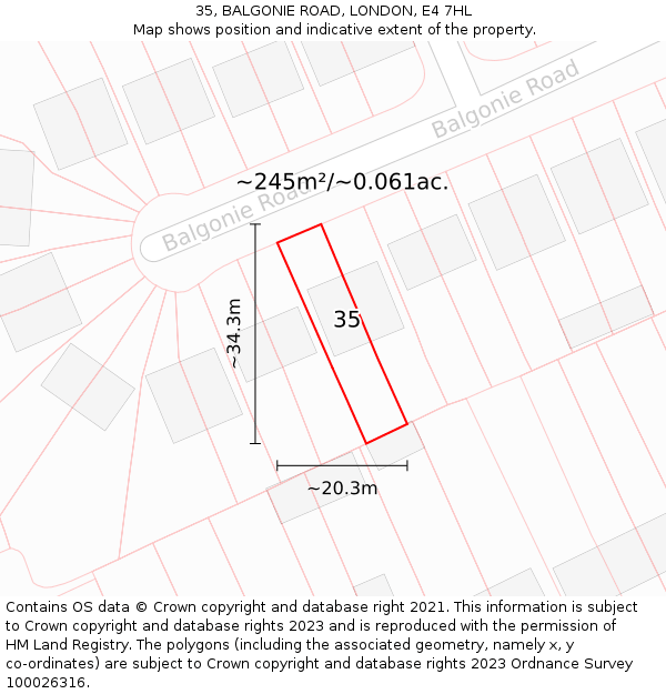 35, BALGONIE ROAD, LONDON, E4 7HL: Plot and title map