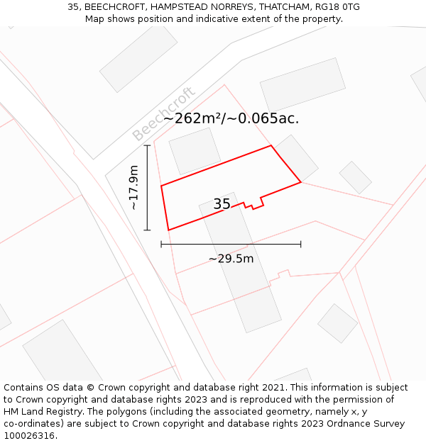 35, BEECHCROFT, HAMPSTEAD NORREYS, THATCHAM, RG18 0TG: Plot and title map