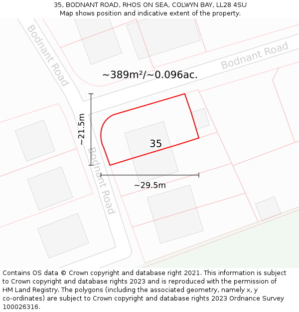 35, BODNANT ROAD, RHOS ON SEA, COLWYN BAY, LL28 4SU: Plot and title map