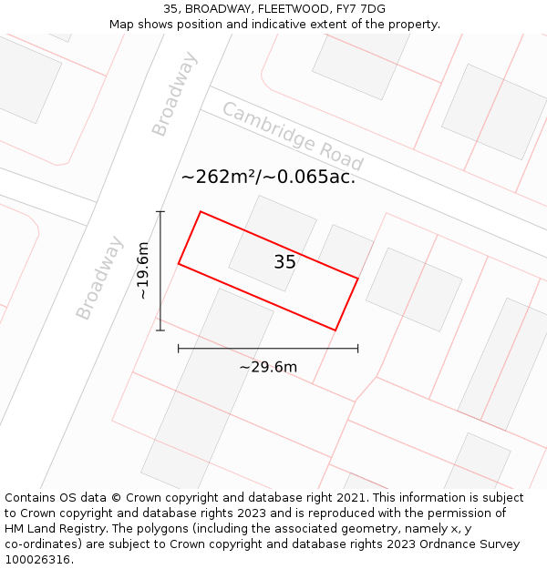 35, BROADWAY, FLEETWOOD, FY7 7DG: Plot and title map