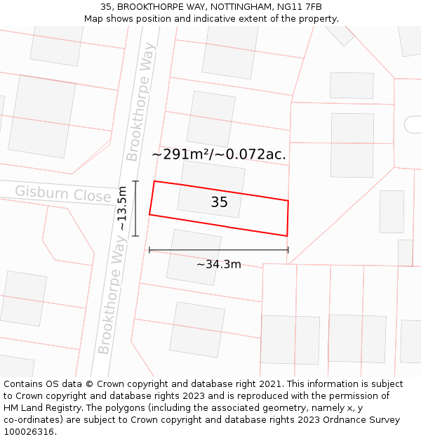 35, BROOKTHORPE WAY, NOTTINGHAM, NG11 7FB: Plot and title map