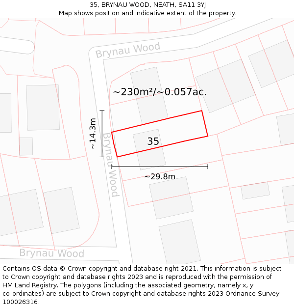 35, BRYNAU WOOD, NEATH, SA11 3YJ: Plot and title map