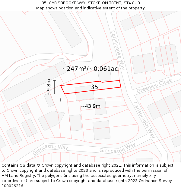 35, CARISBROOKE WAY, STOKE-ON-TRENT, ST4 8UR: Plot and title map