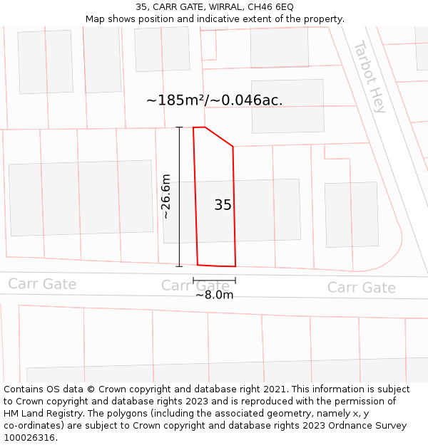 35, CARR GATE, WIRRAL, CH46 6EQ: Plot and title map