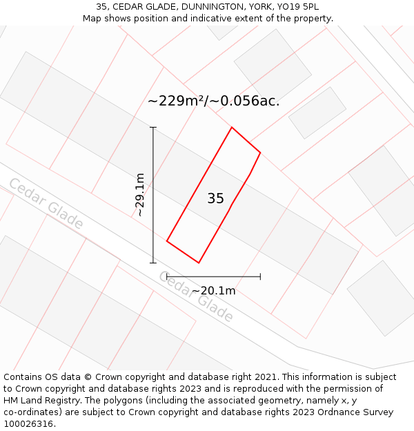 35, CEDAR GLADE, DUNNINGTON, YORK, YO19 5PL: Plot and title map