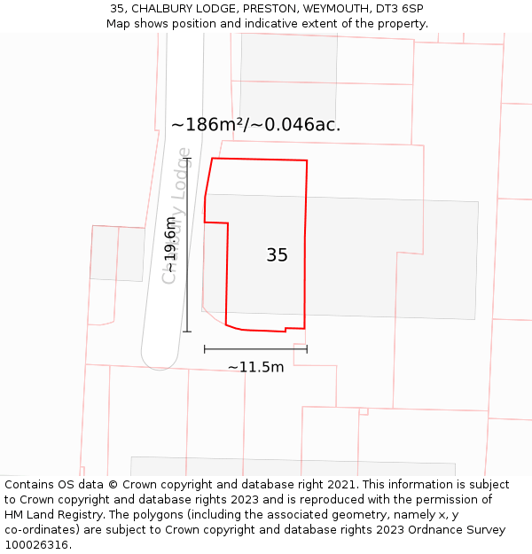 35, CHALBURY LODGE, PRESTON, WEYMOUTH, DT3 6SP: Plot and title map