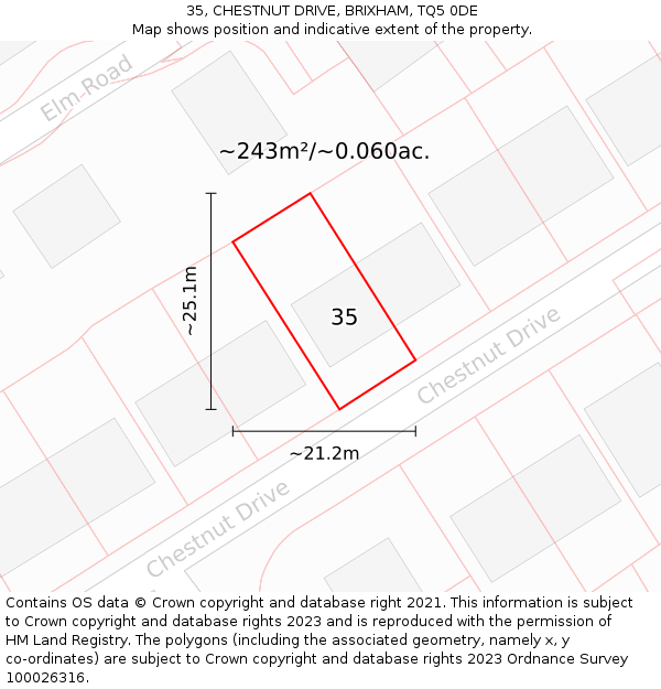35, CHESTNUT DRIVE, BRIXHAM, TQ5 0DE: Plot and title map