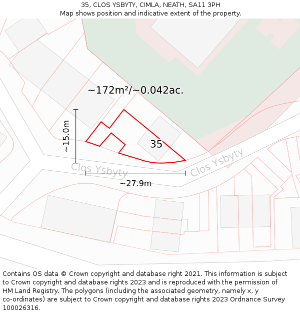 35, CLOS YSBYTY, CIMLA, NEATH, SA11 3PH: Plot and title map