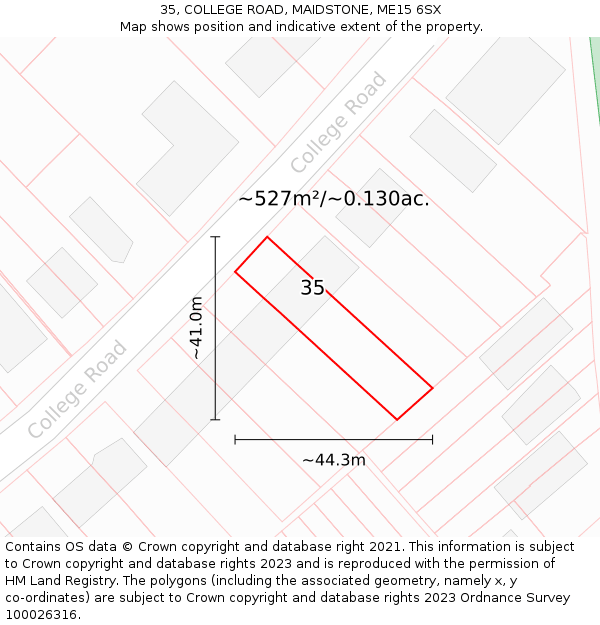 35, COLLEGE ROAD, MAIDSTONE, ME15 6SX: Plot and title map