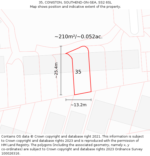 35, CONISTON, SOUTHEND-ON-SEA, SS2 6SL: Plot and title map