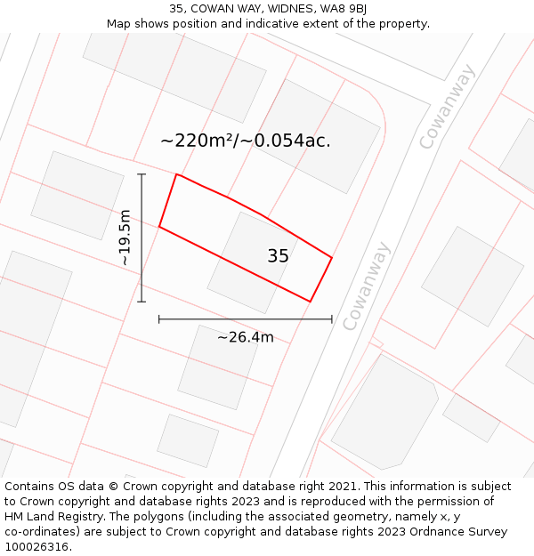 35, COWAN WAY, WIDNES, WA8 9BJ: Plot and title map