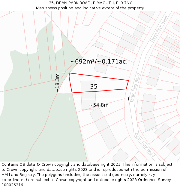 35, DEAN PARK ROAD, PLYMOUTH, PL9 7NY: Plot and title map