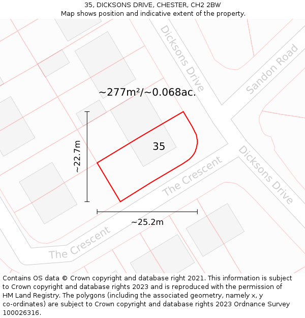 35, DICKSONS DRIVE, CHESTER, CH2 2BW: Plot and title map