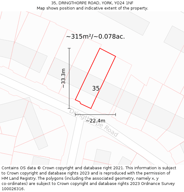 35, DRINGTHORPE ROAD, YORK, YO24 1NF: Plot and title map