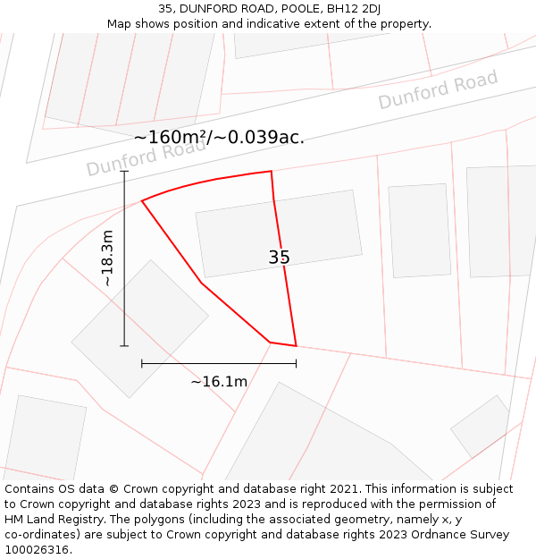 35, DUNFORD ROAD, POOLE, BH12 2DJ: Plot and title map