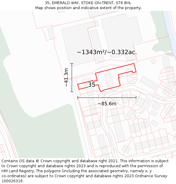 35, EMERALD WAY, STOKE-ON-TRENT, ST6 8HL: Plot and title map