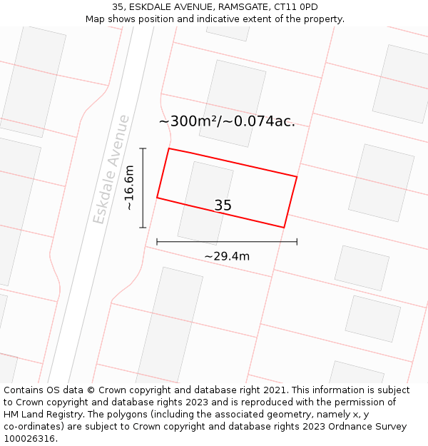 35, ESKDALE AVENUE, RAMSGATE, CT11 0PD: Plot and title map