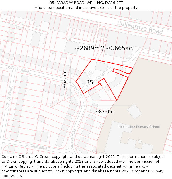 35, FARADAY ROAD, WELLING, DA16 2ET: Plot and title map