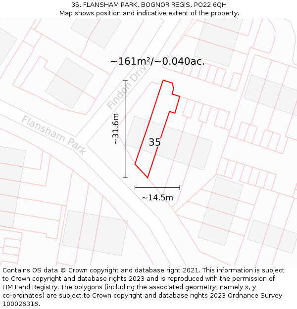 35, FLANSHAM PARK, BOGNOR REGIS, PO22 6QH: Plot and title map