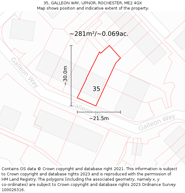 35, GALLEON WAY, UPNOR, ROCHESTER, ME2 4GX: Plot and title map