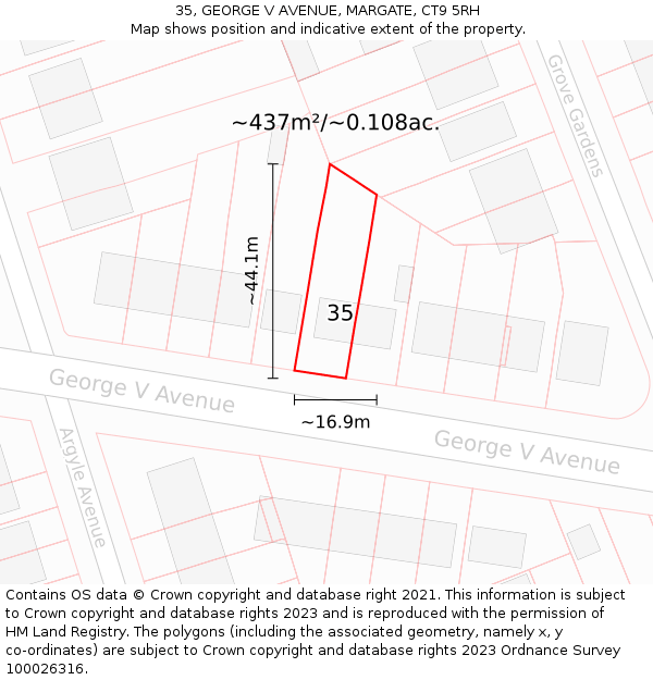 35, GEORGE V AVENUE, MARGATE, CT9 5RH: Plot and title map