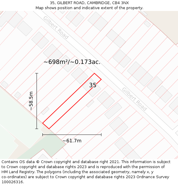 35, GILBERT ROAD, CAMBRIDGE, CB4 3NX: Plot and title map