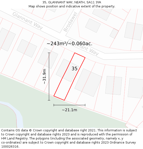 35, GLANNANT WAY, NEATH, SA11 3YA: Plot and title map