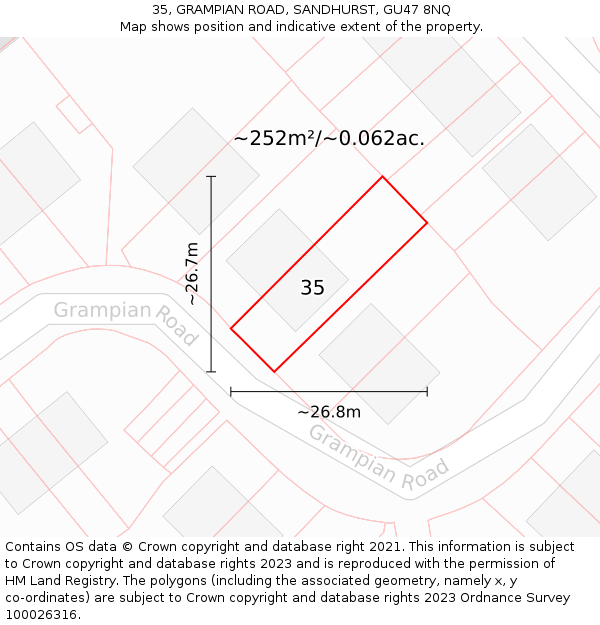 35, GRAMPIAN ROAD, SANDHURST, GU47 8NQ: Plot and title map