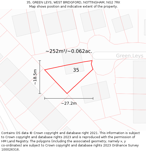 35, GREEN LEYS, WEST BRIDGFORD, NOTTINGHAM, NG2 7RX: Plot and title map