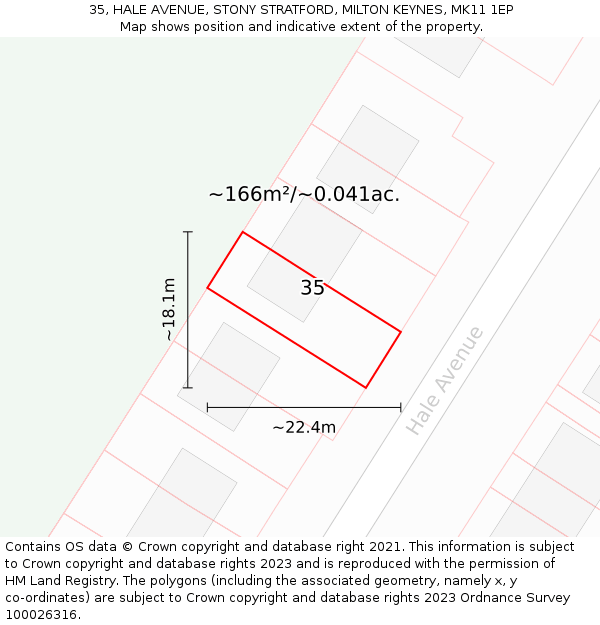 35, HALE AVENUE, STONY STRATFORD, MILTON KEYNES, MK11 1EP: Plot and title map