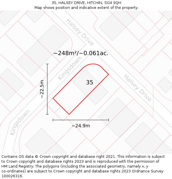 35, HALSEY DRIVE, HITCHIN, SG4 9QH: Plot and title map