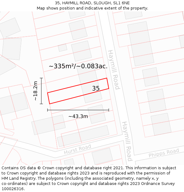 35, HAYMILL ROAD, SLOUGH, SL1 6NE: Plot and title map