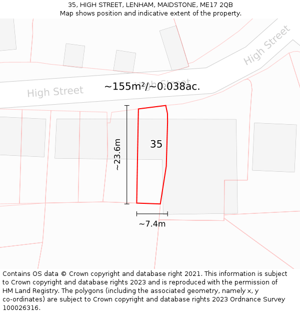 35, HIGH STREET, LENHAM, MAIDSTONE, ME17 2QB: Plot and title map