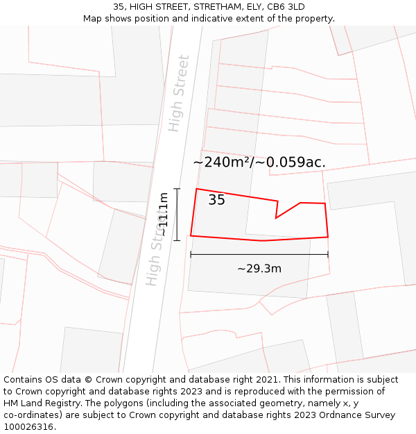 35, HIGH STREET, STRETHAM, ELY, CB6 3LD: Plot and title map