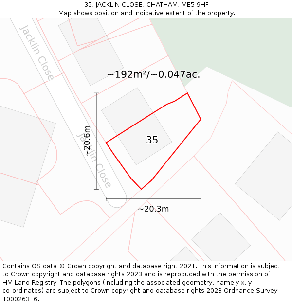 35, JACKLIN CLOSE, CHATHAM, ME5 9HF: Plot and title map