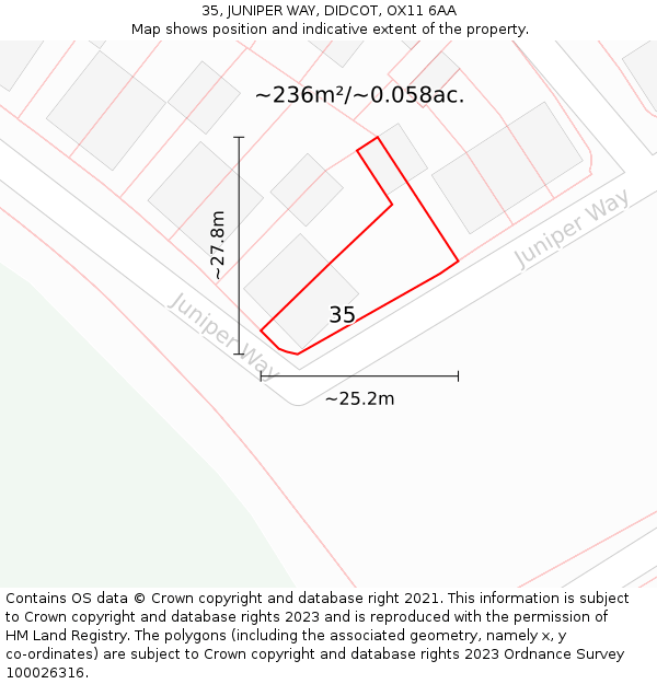 35, JUNIPER WAY, DIDCOT, OX11 6AA: Plot and title map