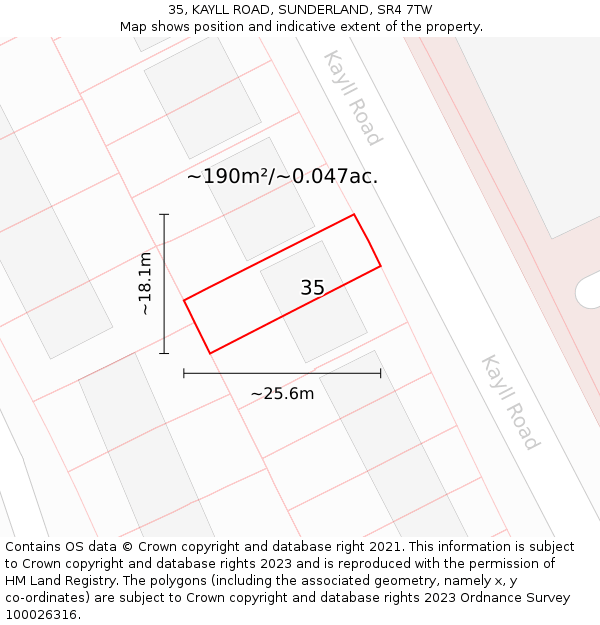 35, KAYLL ROAD, SUNDERLAND, SR4 7TW: Plot and title map