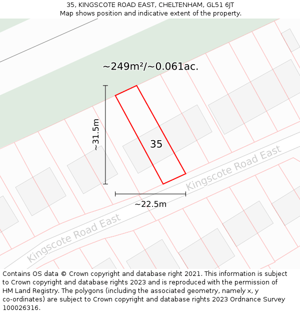 35, KINGSCOTE ROAD EAST, CHELTENHAM, GL51 6JT: Plot and title map