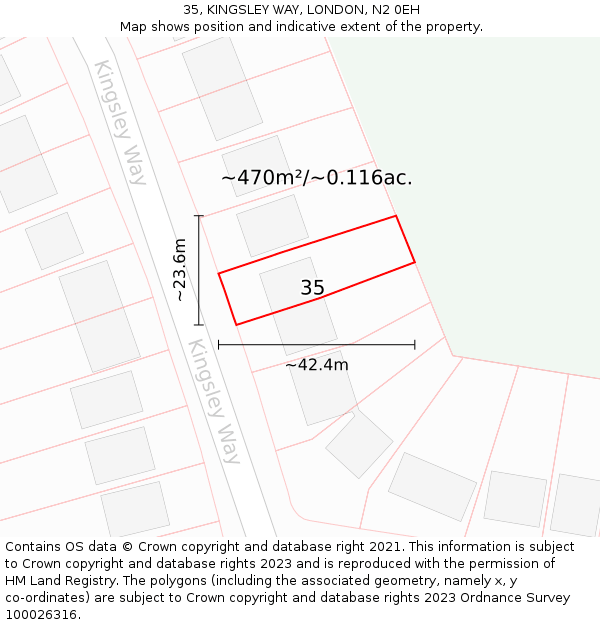 35, KINGSLEY WAY, LONDON, N2 0EH: Plot and title map