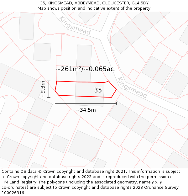 35, KINGSMEAD, ABBEYMEAD, GLOUCESTER, GL4 5DY: Plot and title map