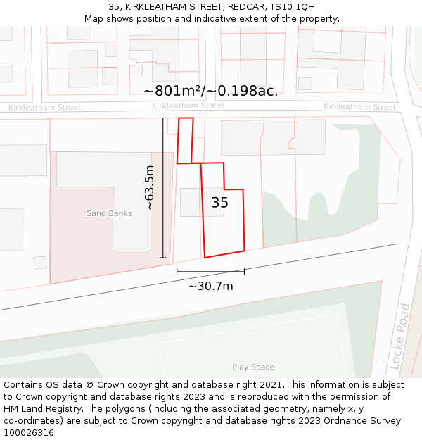 35, KIRKLEATHAM STREET, REDCAR, TS10 1QH: Plot and title map