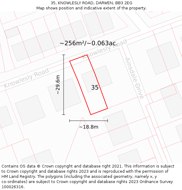 35, KNOWLESLY ROAD, DARWEN, BB3 2EG: Plot and title map