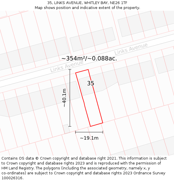35, LINKS AVENUE, WHITLEY BAY, NE26 1TF: Plot and title map
