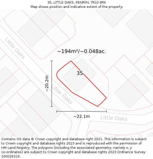 35, LITTLE OAKS, PENRYN, TR10 8RX: Plot and title map