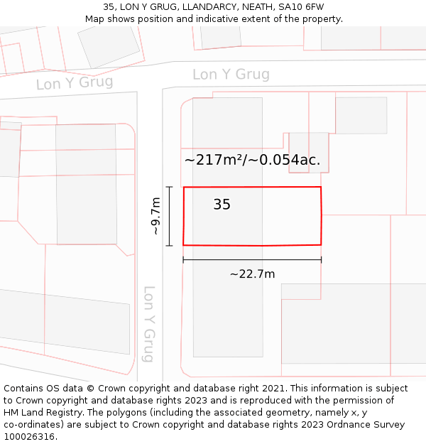 35, LON Y GRUG, LLANDARCY, NEATH, SA10 6FW: Plot and title map