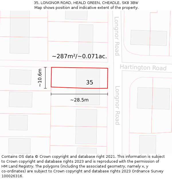 35, LONGNOR ROAD, HEALD GREEN, CHEADLE, SK8 3BW: Plot and title map