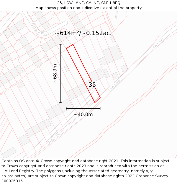 35, LOW LANE, CALNE, SN11 8EQ: Plot and title map