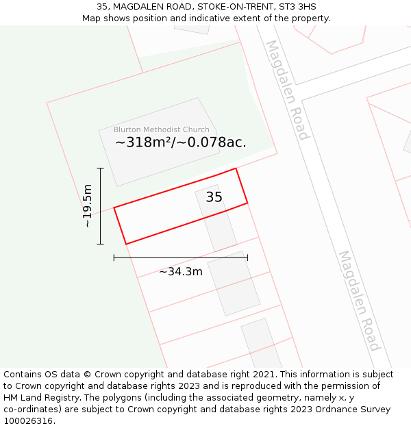 35, MAGDALEN ROAD, STOKE-ON-TRENT, ST3 3HS: Plot and title map